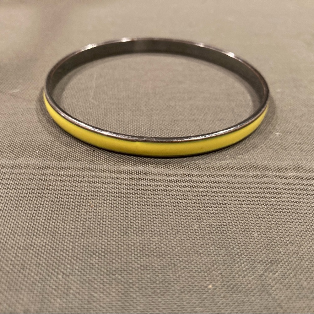 Trendy Yellow and Silver Bangle Bracelet